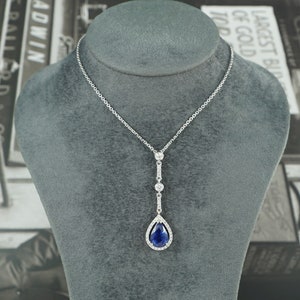 Saphir & Diamant Anhänger, 750 Weissgold