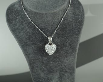 Diamond Heart Pendant, 18ct White Gold