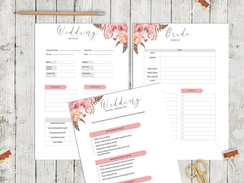 Wedding Planner Printable Wedding Organizer Wedding Binder Etsy