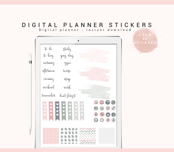 Pink Digital Planner Stickers, Goodnotes Digital Planner, Digital.