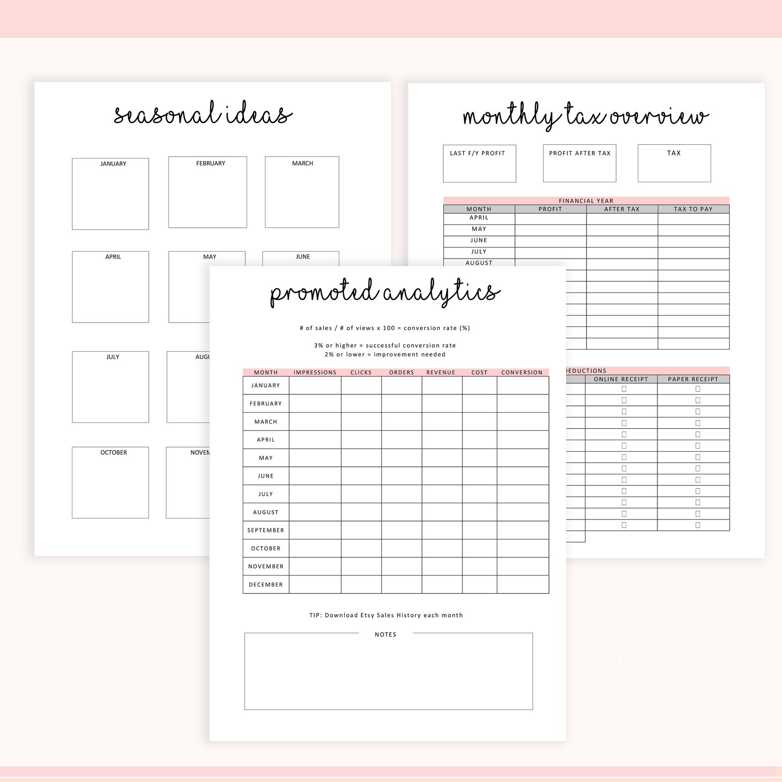 Etsy Business Planner Etsy Shop Planner Business Printable - Etsy UK