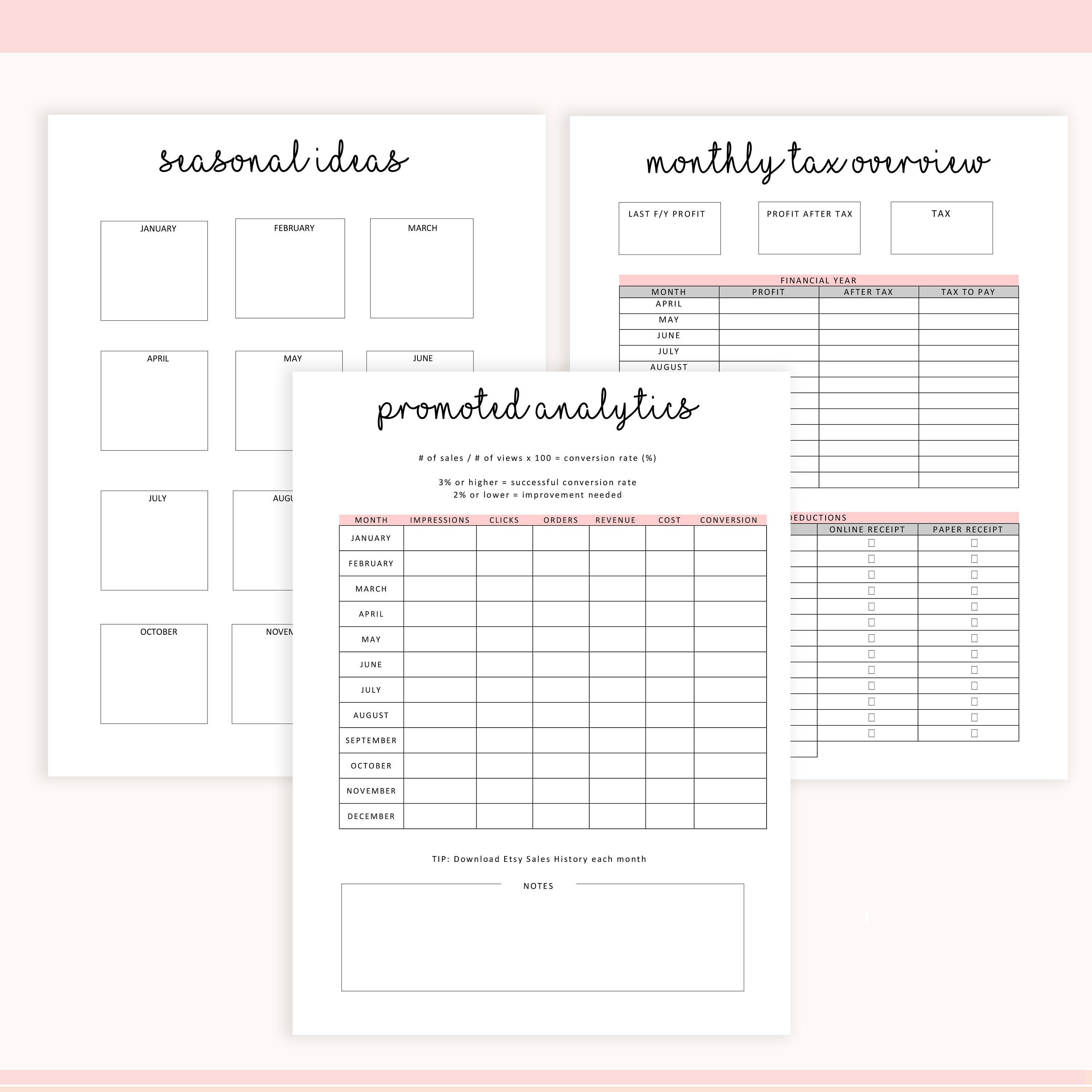 Etsy Business Planner Etsy Shop Planner Business Printable | Etsy UK