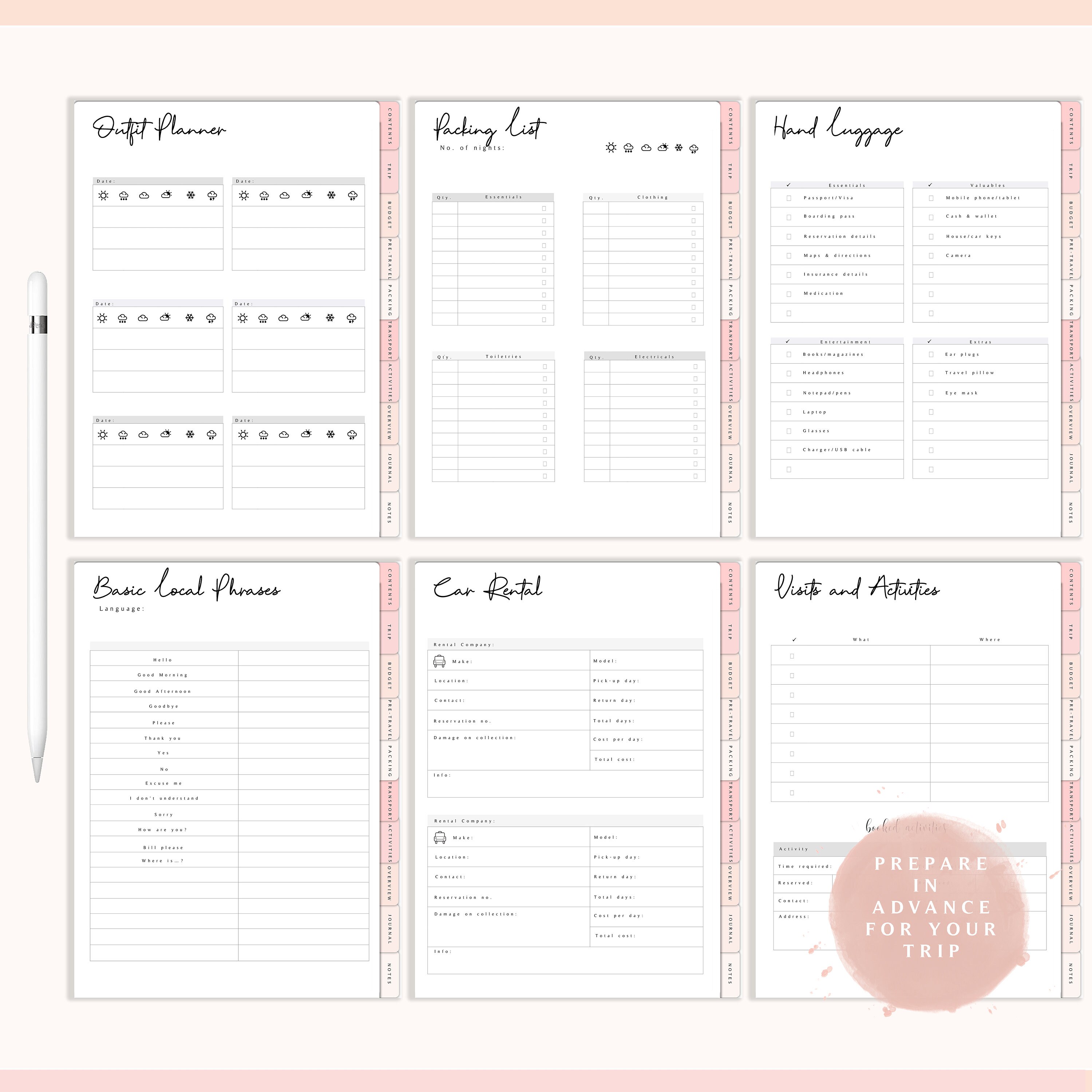 Digital Travel Planner Vacation Digital Planner Digital Trip Etsy UK