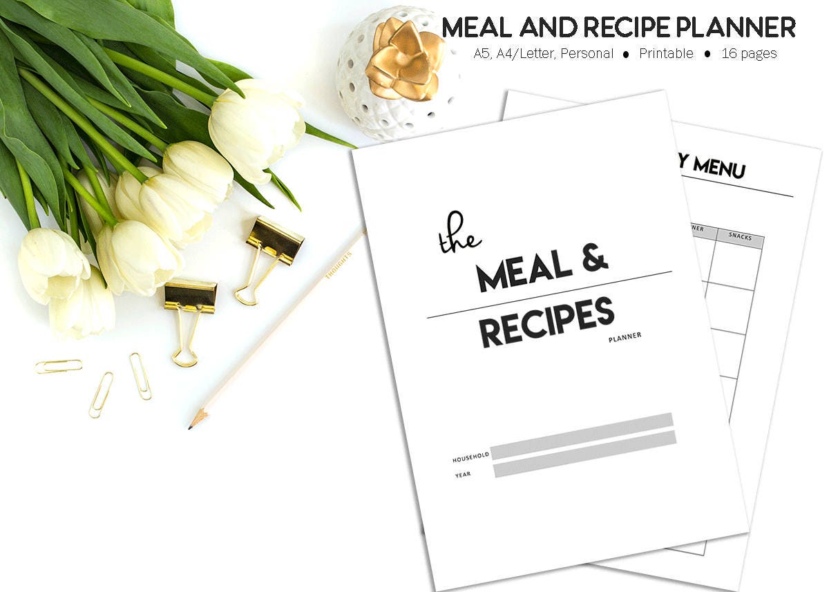 Calendars & Planners Weekly Meal Planner Recipe Planner Recipe Binder