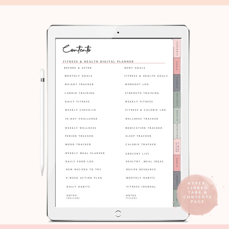 Digital Fitness & Health Planner Fitness Planner Goodnotes Etsy UK