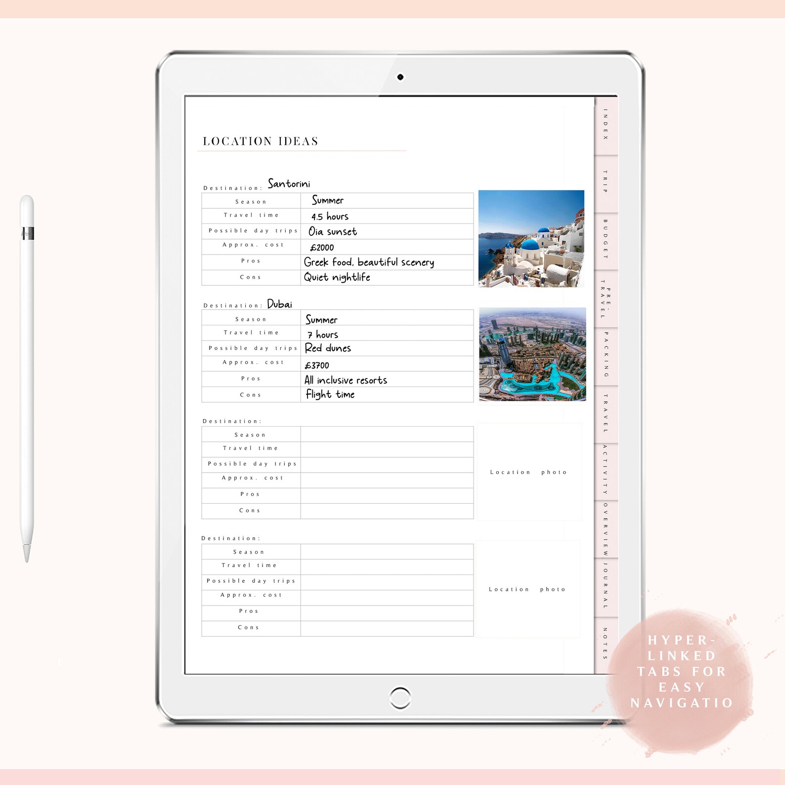 Digital Travel Planner Vacation Digital Planner Digital Trip Etsy