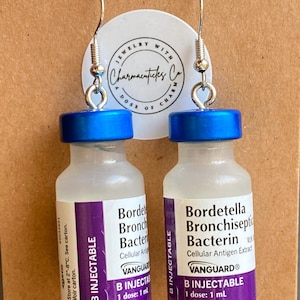 Bordetella/Kennel Cough Vaccine Vial Earrings |  Vet Tech Gift | Veterinary Medicine Jewelry | Animal Hospital Accessories