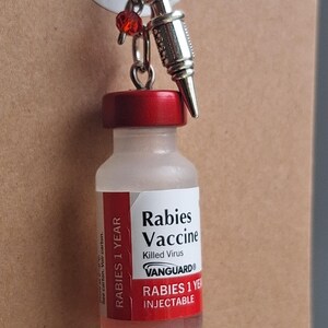 Rabies Vaccine Vial Earrings or Keychain | Vet Tech Gift | Veterinary Medicine Jewelry | Animal Hospital Accessories image 6