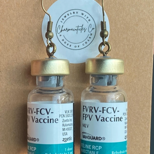 FVRCP  Vaccine Vial Earrings |  Vet Tech Gift | Veterinary Medicine Jewelry | Animal Hospital Accessories