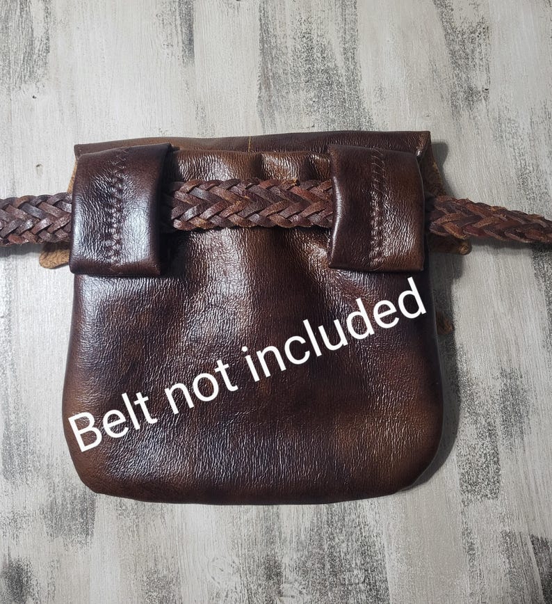 Maple Leaf Renaissance Faire Belt Pouch: Faux Leather Festival Bag, 8x8 belt loop waist satchel, handcrafted Georgia USA zdjęcie 2