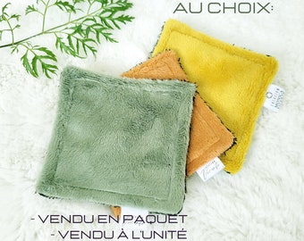 Washable and reusable solid color laminating makeup remover pad and bamboo rat of your choice handmade in Quebec