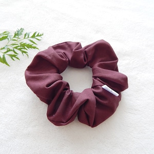 scrunchie, elastic, plain fabric, mahogany color image 1