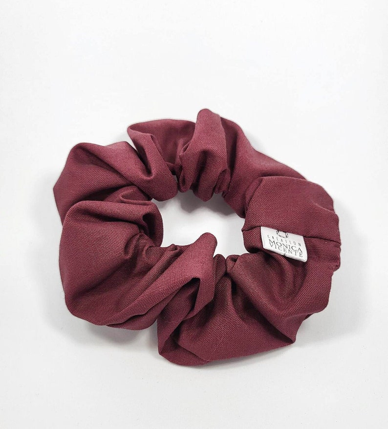 scrunchie, elastic, plain fabric, mahogany color image 3