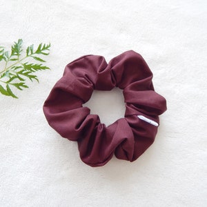 scrunchie, elastic, plain fabric, mahogany color image 2