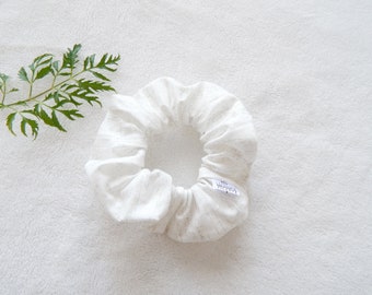 White scrunchie small gray lines hair accessories of cotton and a strong elastic