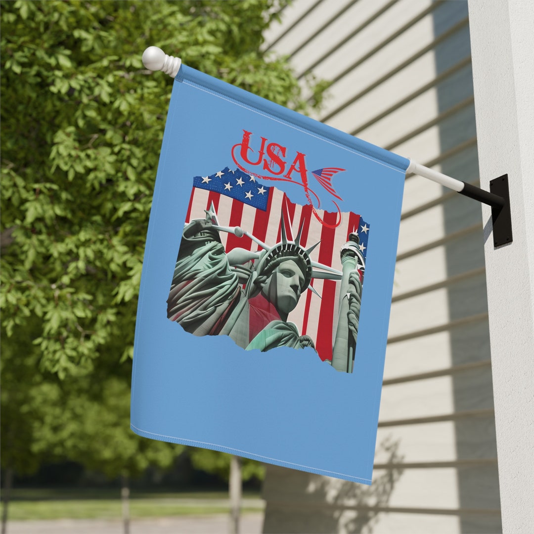Flag USA Yard Decor Statue of Liberty Yard Banners Memorial Etsy