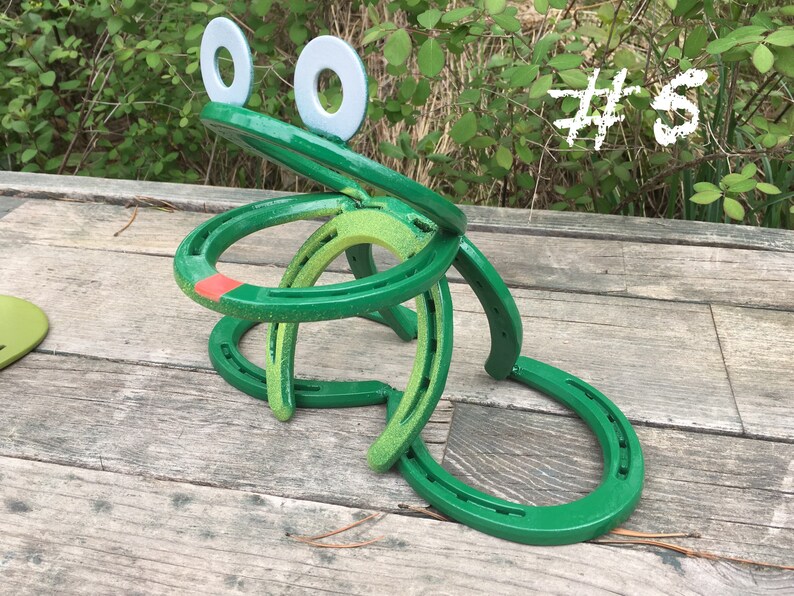 Horseshoe Garden Frog Whimsical Summer Yard Art Gift Idea Etsy