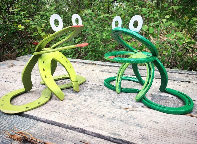 Horseshoe Garden Frog Whimsical Summer Yard Art Gift Idea Etsy