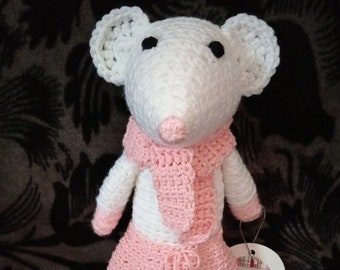 souris ballerine doudou amigurumi tricot au crochet fait main en laine acrylique et coton