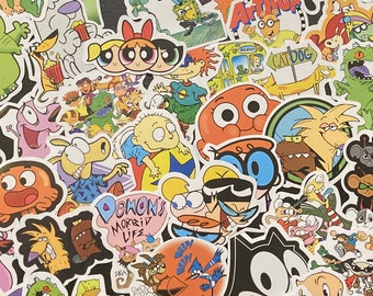 Set of 25 90s Kid Cartoon Stickers for Decoration, Crafting, and Gifts