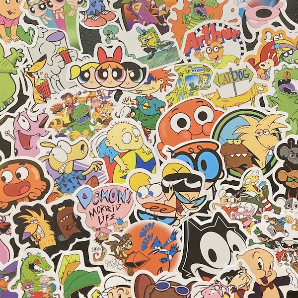 Set of 25 90s Kid Cartoon Stickers for Decoration, Crafting, and Gifts