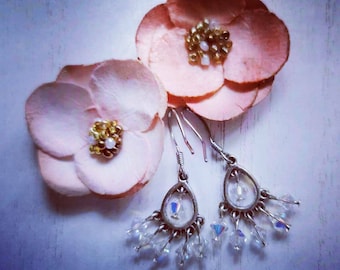 Dainty Swarovski Crystal Chandelier Earrings, Bridal, Dangle Earrings, Handmade Earrings, Beaded Flower Earrings
