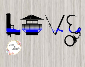 Thin Blue Line Corrections Love Design, SVG, Clipart, Graphic, Sublimation, Digital Download