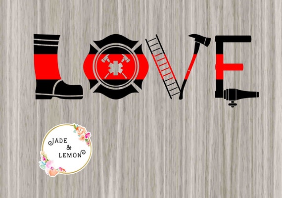 Thin Red Line Firefighter Love Design, SVG, PNG, JPEG, Clipart, Graphic, Sublimation, Digital Download