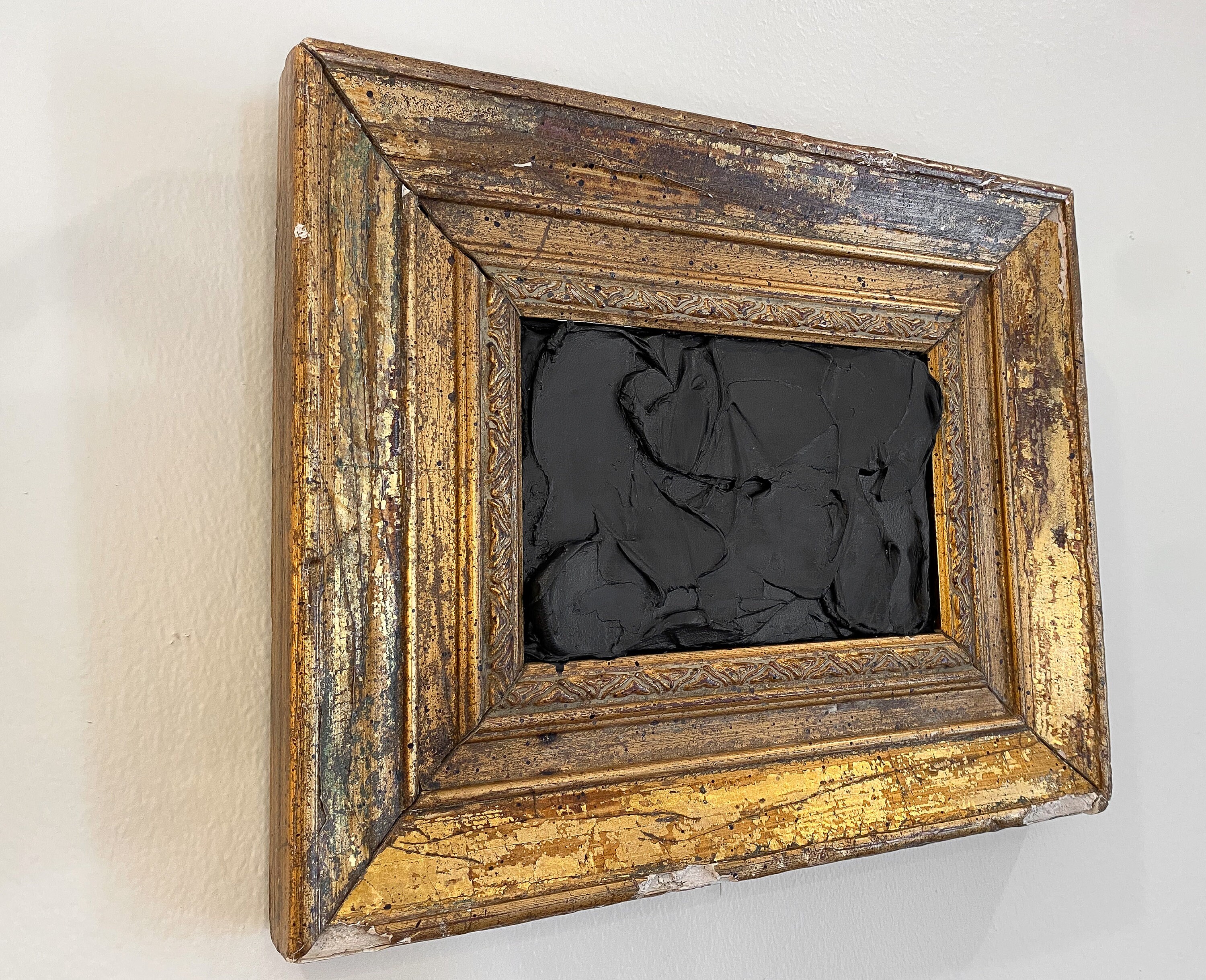 Black Textured Abstract Art in Antique Vintage Gold Frame Etsy