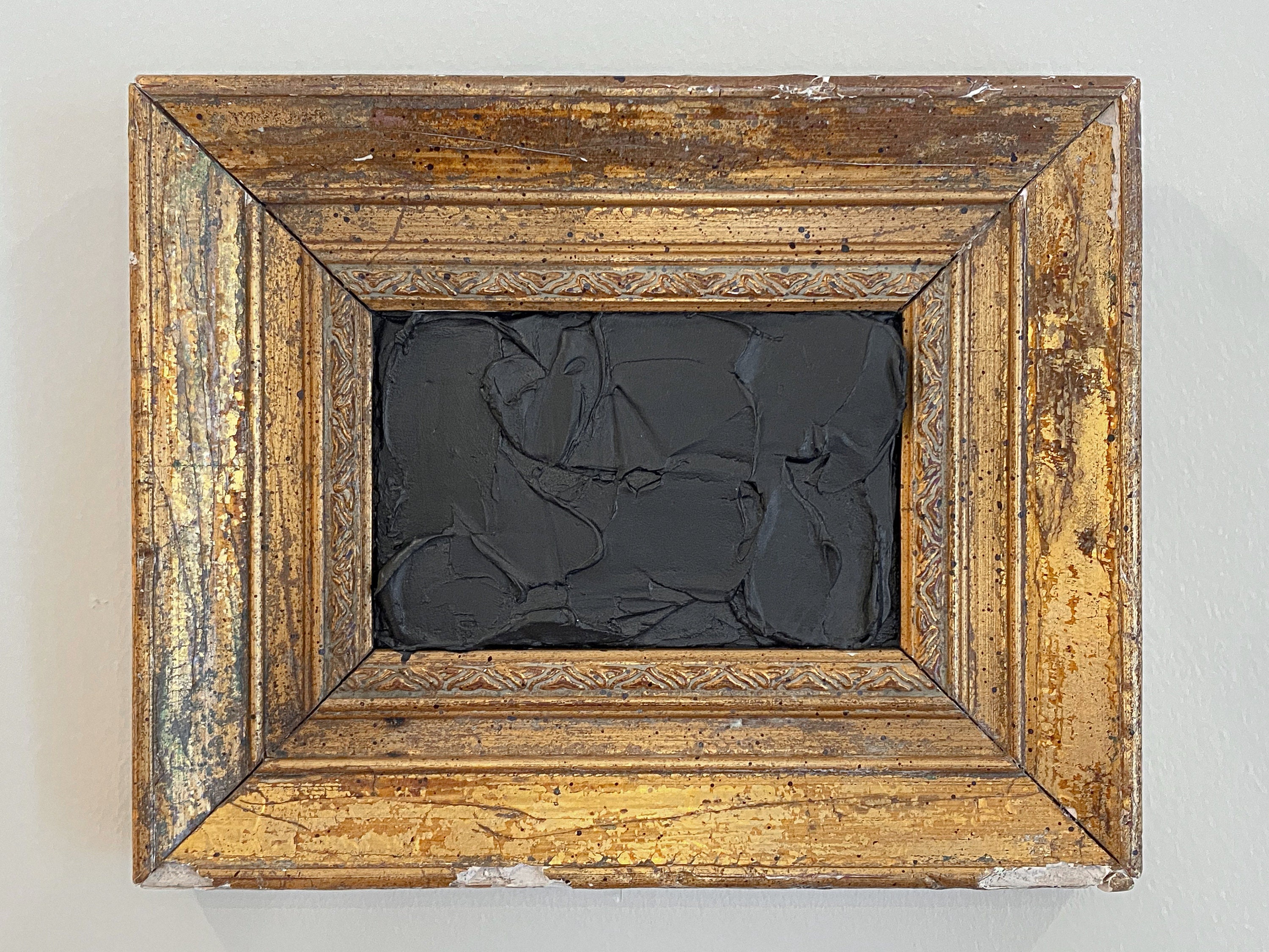 Black Textured Abstract Art in Antique Vintage Gold Frame Etsy