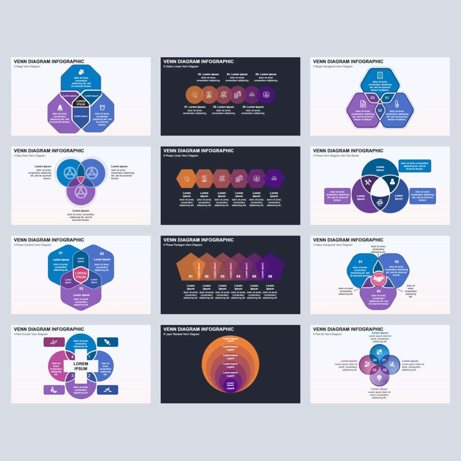 Creative Venn Diagrams Template for Powerpoint - Fully Editable