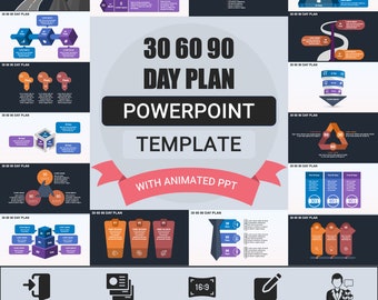 30 60 90 Day Plan Infographics Template for PowerPoint - Fully Editable Animated Presentation Slides