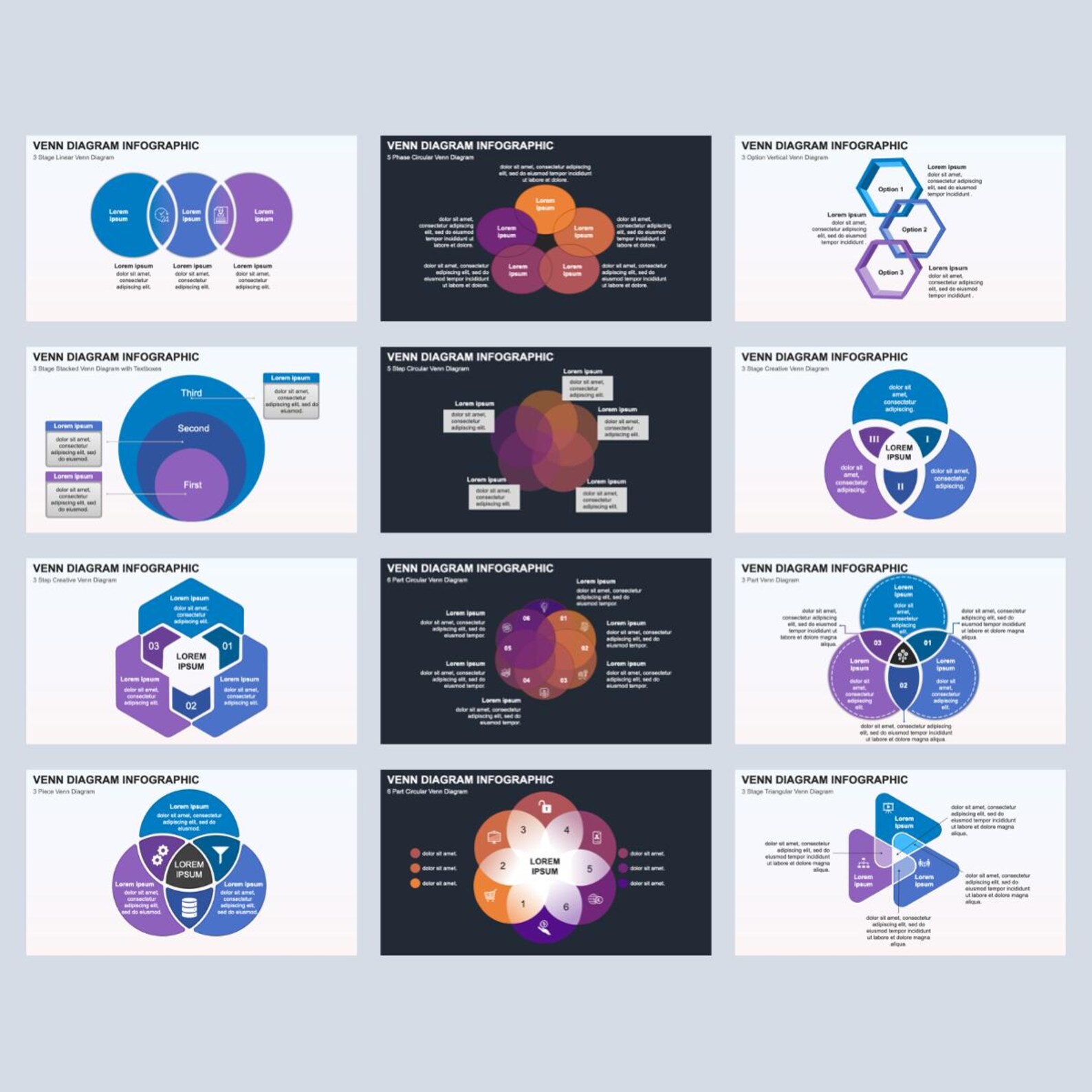 Creative Venn Diagrams Template for Powerpoint - Fully Editable