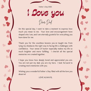 Carta do Dia dos Pais Eu te amo
