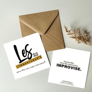 Cadeau Marraine, Parrain, carte 10 commandements, carte cadeau, Baptême