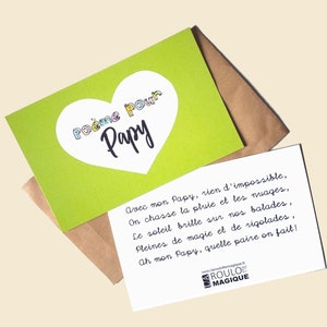 Cadeau pour Papy, fête des grands-pères, carte cadeau, poème papy