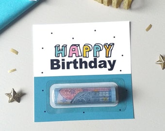 Carte anniversaire porte-billet, carte cadeau