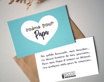 Cadeau pour Papa, fête des pères, carte cadeau, poème papa