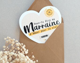 Godmother request card, Do you want to be my godmother godfather, Original heart card announcing godmother godfather