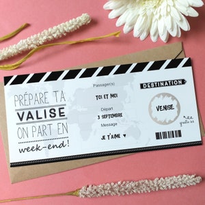 Carte à gratter,Voyage,week-end,vacances,Ticket embarquement, billet avion,Surprise, cadeau image 2