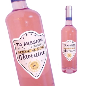 Marraine étiquette bouteille, Demande Marraine,  annonce veux-tu être marraine, parrain