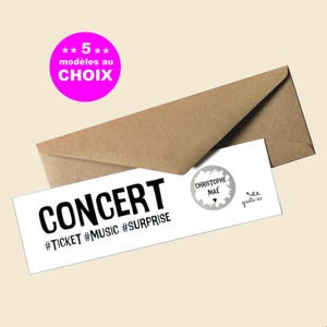 Carte à gratter, ticket concert, billet,surprise,cadeau