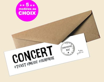 Carte à gratter, ticket concert, billet,surprise,cadeau