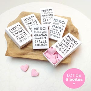 Lot de 6 Boîtes, cadeau invité,bonbonnière,mariage,baptême,anniversaire,remerciement