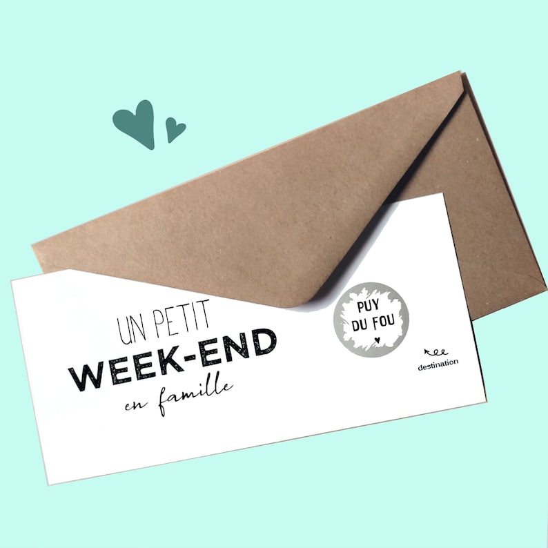 Carte à gratter,Voyage,Week-end,Vacances,Surprise, cadeau Week-end en famille