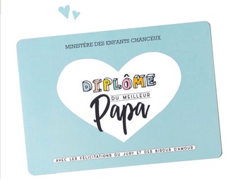 Cadeau Papa, Diplôme pour Papa, Fête des pères