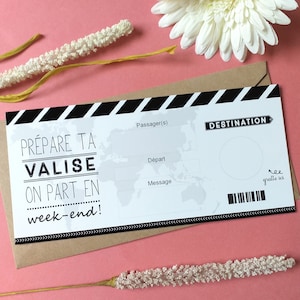 Carte à gratter,Voyage,week-end,vacances,Ticket embarquement, billet avion,Surprise, cadeau image 4