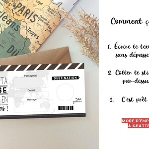 Carte à gratter,Voyage,Ticket embarquement, billet avion,Surprise, cadeau image 4
