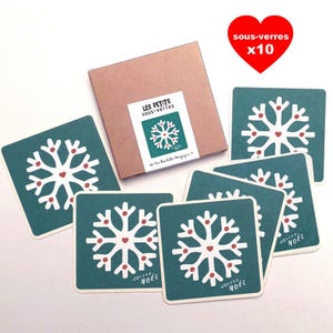 Dessous de verre de Noël, Lot de 10 sous-verres en carton