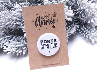 carte badge porte bonheur - cadeaux fêtes - carte bonne année - carte joyeux noël
